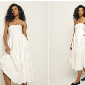 Reformation Astoria Dress, White, Size 10, NEW with Tags